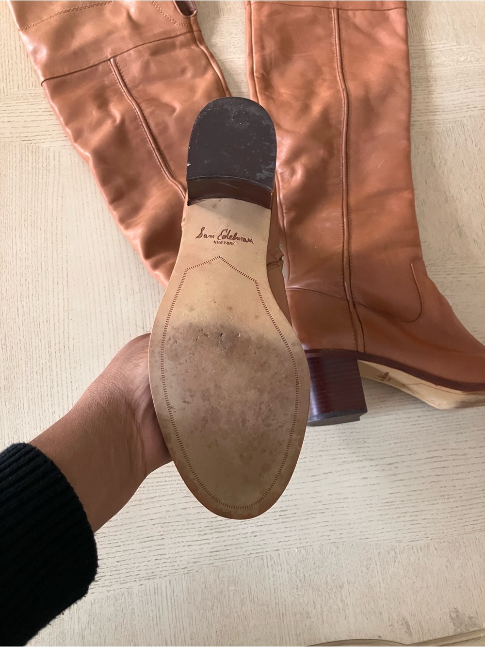 Sam Edelman JOPLIN Over-the-Knee Leather Riding Boots in Cognac Size 9.5M - Picture 10 of 12
